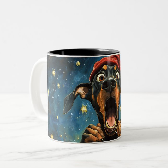 Funny Christmas dog Mugs | Merry Christmas Mug Två-Tonad Mugg (Framsida vänster)