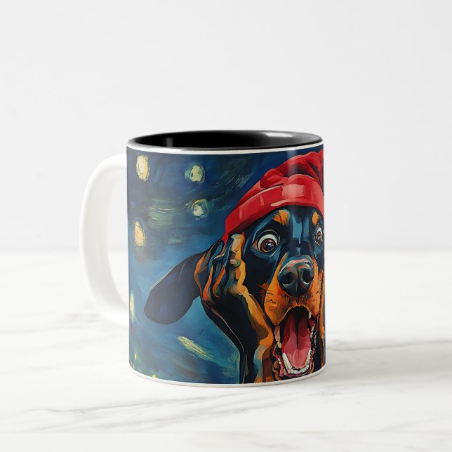 Funny Christmas dog Mugs | Merry Christmas Mug Två-Tonad Mugg (Framsida vänster)