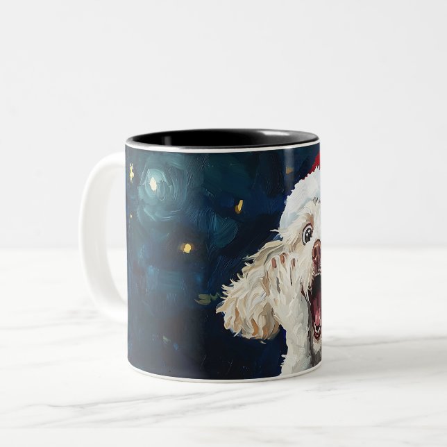 Funny Christmas dog Mugs | Merry Christmas Mug Två-Tonad Mugg (Framsida vänster)