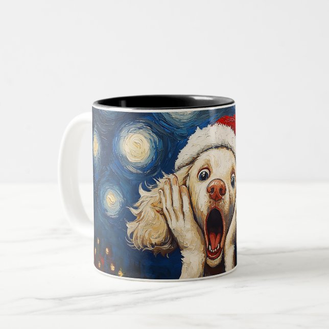 Funny Christmas dog Mugs | Merry Christmas Mug Två-Tonad Mugg (Framsida vänster)