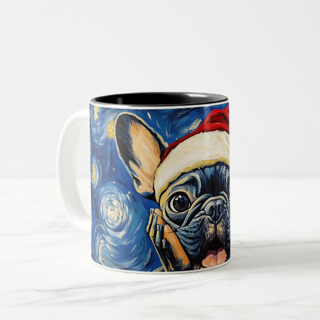 Funny Christmas dog Mugs | Merry Christmas Mug Två-Tonad Mugg (Framsida vänster)