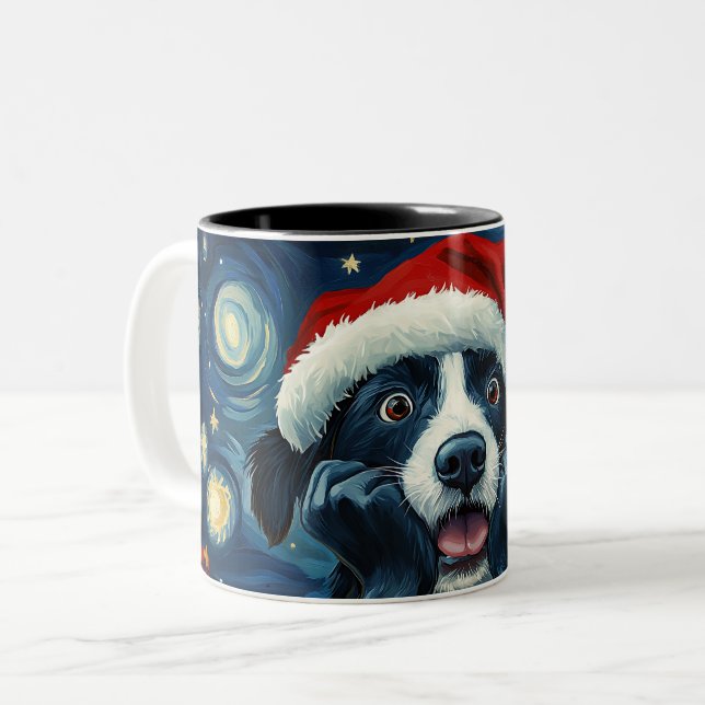 Funny Christmas dog Mugs | Merry Christmas Mug Två-Tonad Mugg (Framsida vänster)
