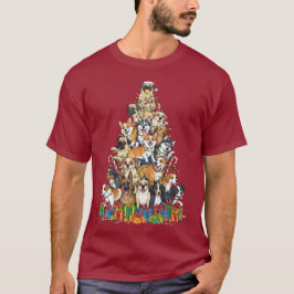 Funny Christmas Dog Tree Design T Shirt