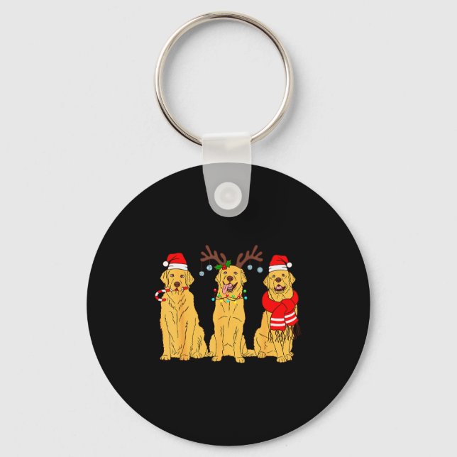 Funny Christmas Dogs Design Dog Christmas Wearing  Nyckelring (Framsida)