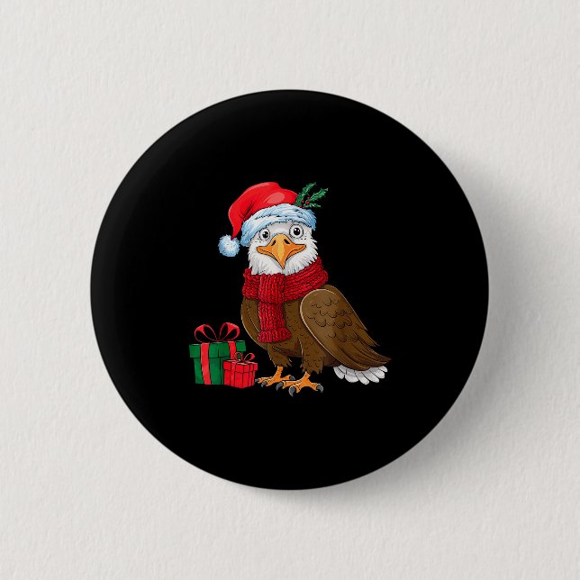 Funny Christmas Eagle Patriotic Bald Eagle With Sa Knapp (Framsida)