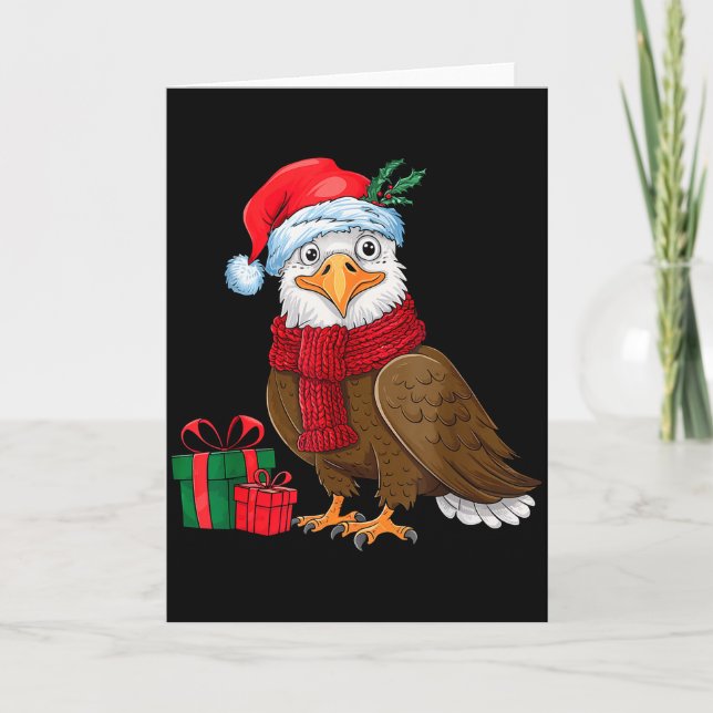 Funny Christmas Eagle Patriotic Bald Eagle With Sa Kort (Framsida)