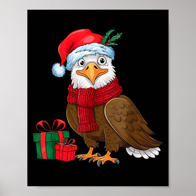 Funny Christmas Eagle Patriotic Bald Eagle With Sa Poster (Framsidan)