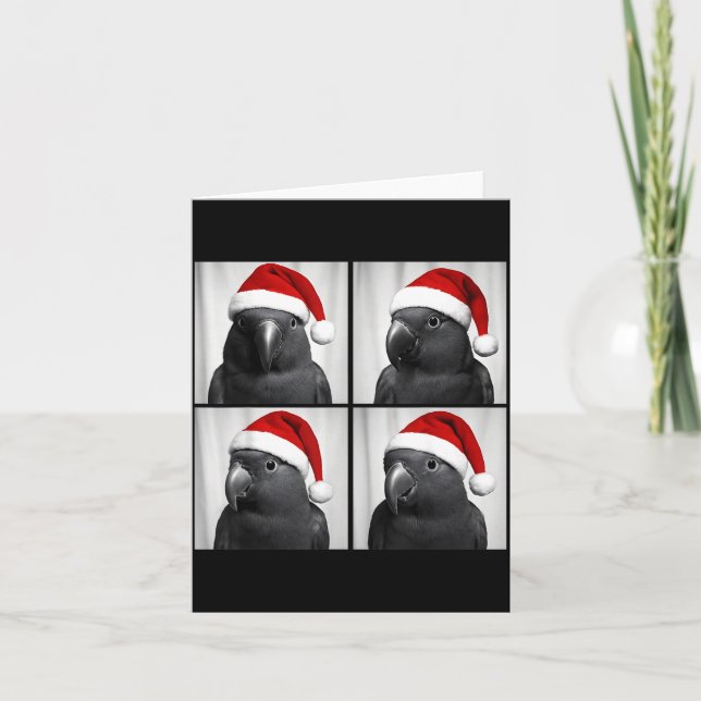 Funny Christmas Eclectus Parrot Santa Photo Booth  Kort (Framsida)