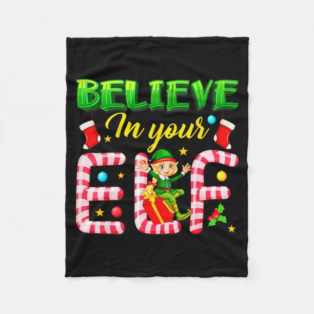 Funny Christmas Elf Design Believe In Your Elf Men Fleecefilt (Framsidan)