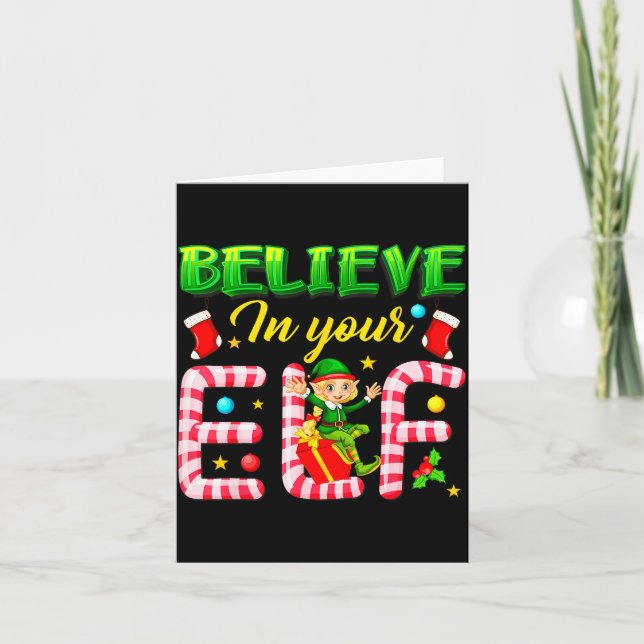 Funny Christmas Elf Design Believe In Your Elf Men Kort (Framsida)