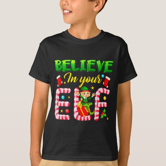 Funny Christmas Elf Design Believe In Your Elf Men T Shirt (Framsida)