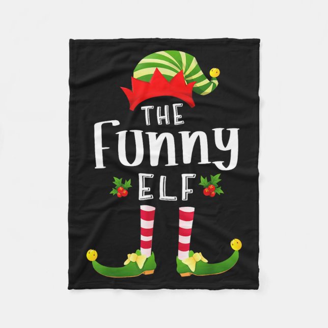 Funny Christmas Elf Matching Pajama X-mas Party  Fleecefilt (Framsidan)