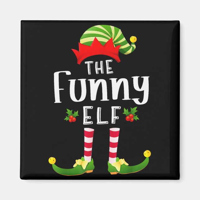 Funny Christmas Elf Matching Pajama X-mas Party  Magnet (Framsidan)