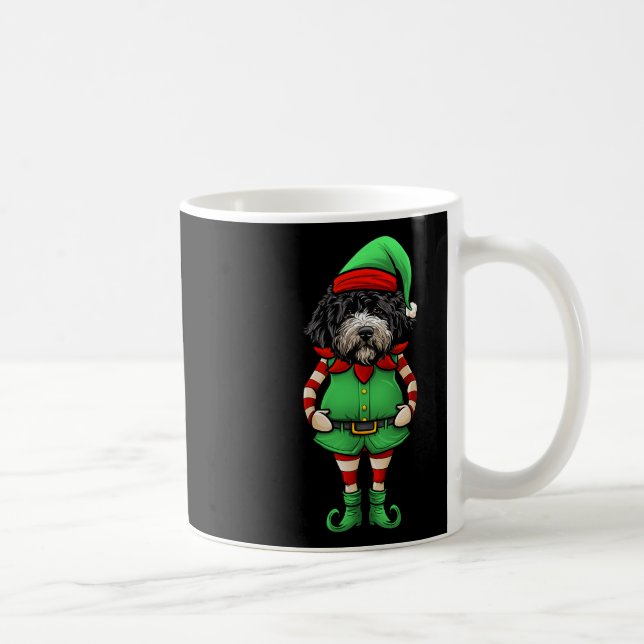 Funny Christmas Elf Portuguese Water Dog  Kaffemugg (Höger)