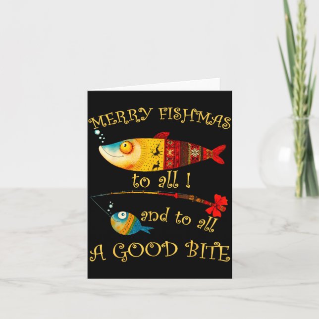 Funny Christmas Fisherman's Merry Fishmas To All F Kort (Framsida)