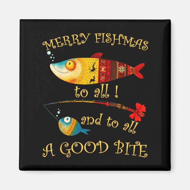 Funny Christmas Fisherman's Merry Fishmas To All F Magnet (Framsidan)