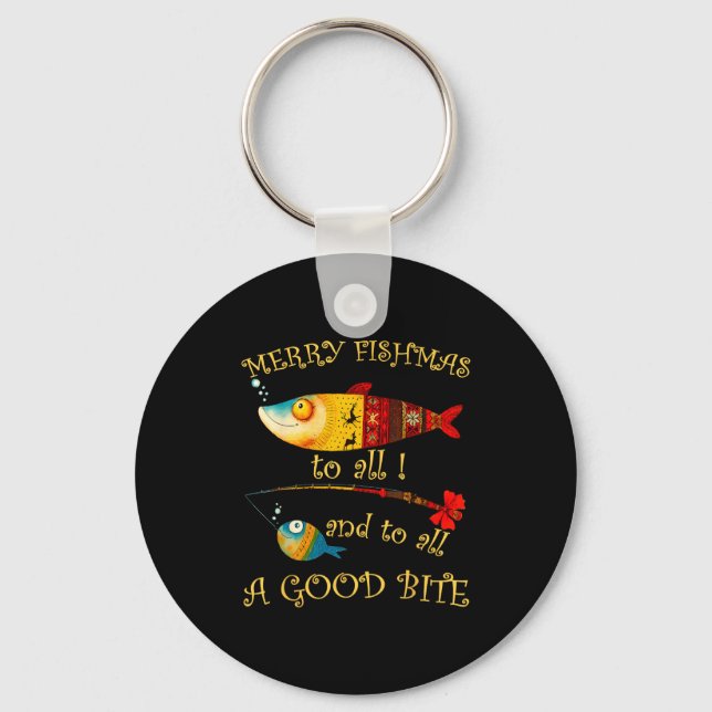 Funny Christmas Fisherman's Merry Fishmas To All F Nyckelring (Framsida)