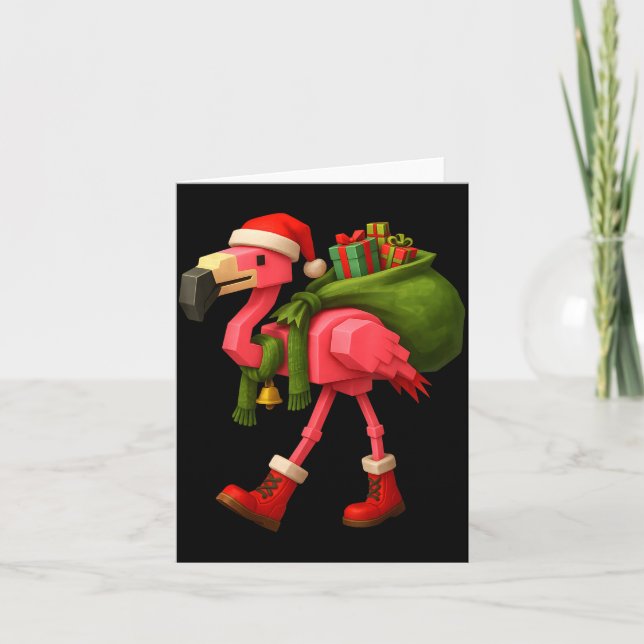 Funny Christmas Flamingo Santa Holiday Design  Kort (Framsida)
