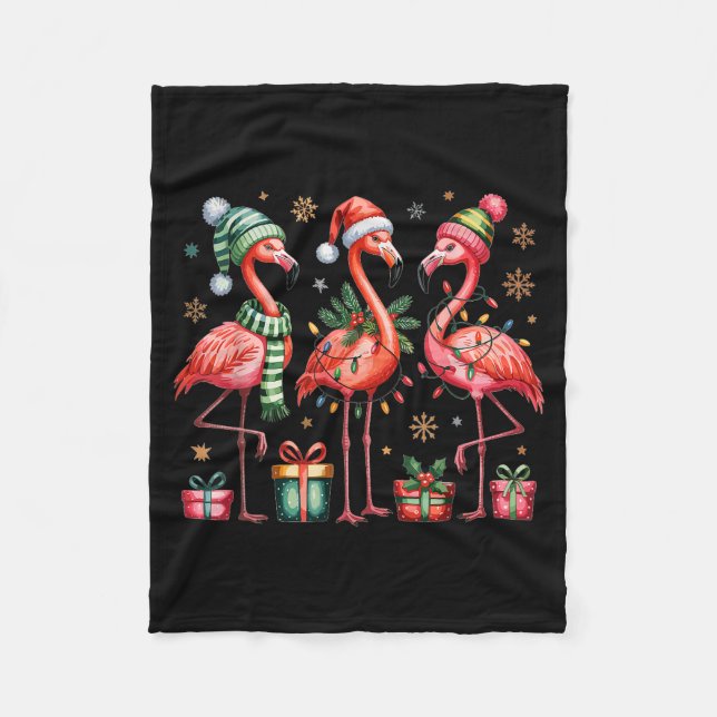 Funny Christmas Flamingos  Fleecefilt (Framsidan)