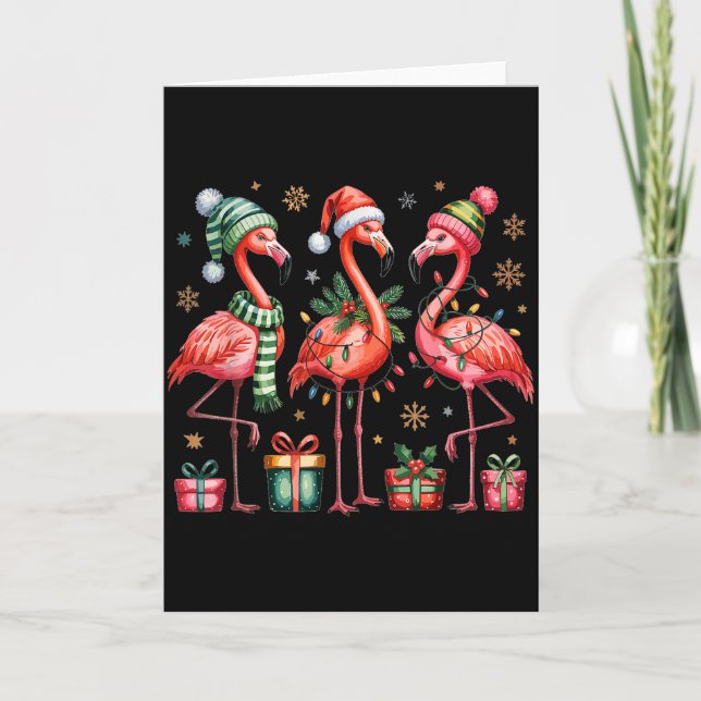 Funny Christmas Flamingos  Kort (Framsida)