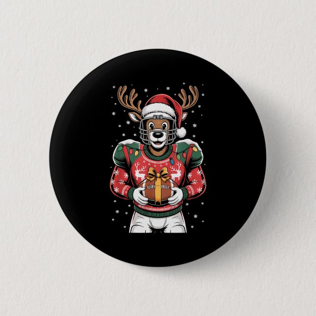 Funny Christmas Football Reindeer  Knapp (Framsida)