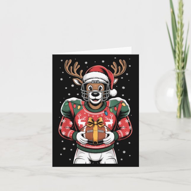Funny Christmas Football Reindeer  Kort (Framsida)