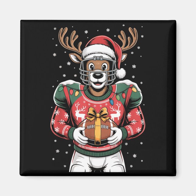 Funny Christmas Football Reindeer  Magnet (Framsidan)