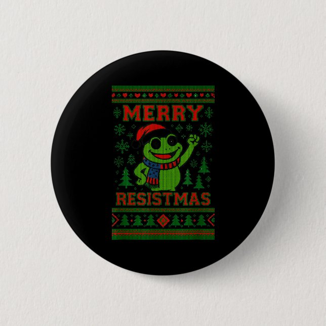 Funny Christmas Frog Meme Resistmas Holiday Humor  Knapp (Framsida)