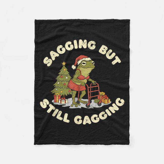 Funny Christmas Frog Sagging But Still Gagging Fro Fleecefilt (Framsidan)