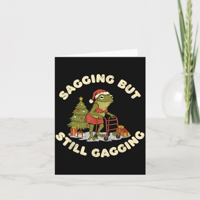 Funny Christmas Frog Sagging But Still Gagging Fro Kort (Framsida)