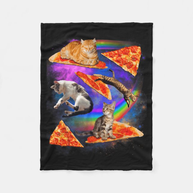 Funny Christmas Galaxy Cat In Space Cat Riding Zza Fleecefilt (Framsidan)