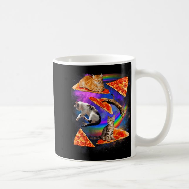 Funny Christmas Galaxy Cat In Space Cat Riding Zza Kaffemugg (Höger)