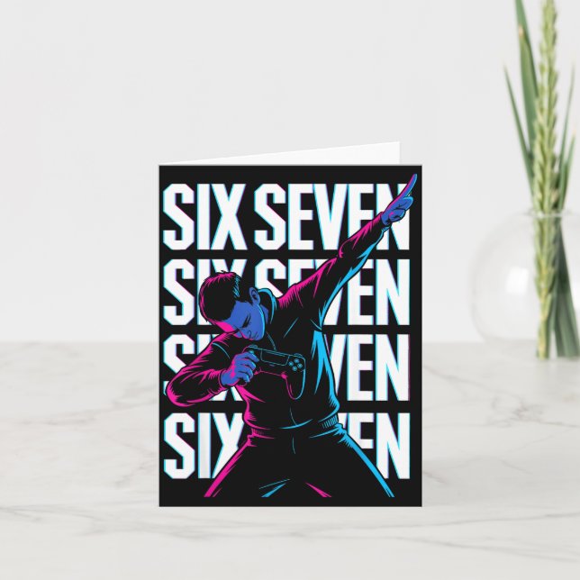 Funny Christmas Gamer Dabbing Xmas Dab Six Seven 6 Kort (Framsida)