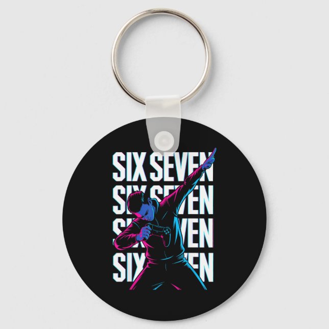 Funny Christmas Gamer Dabbing Xmas Dab Six Seven 6 Nyckelring (Framsida)