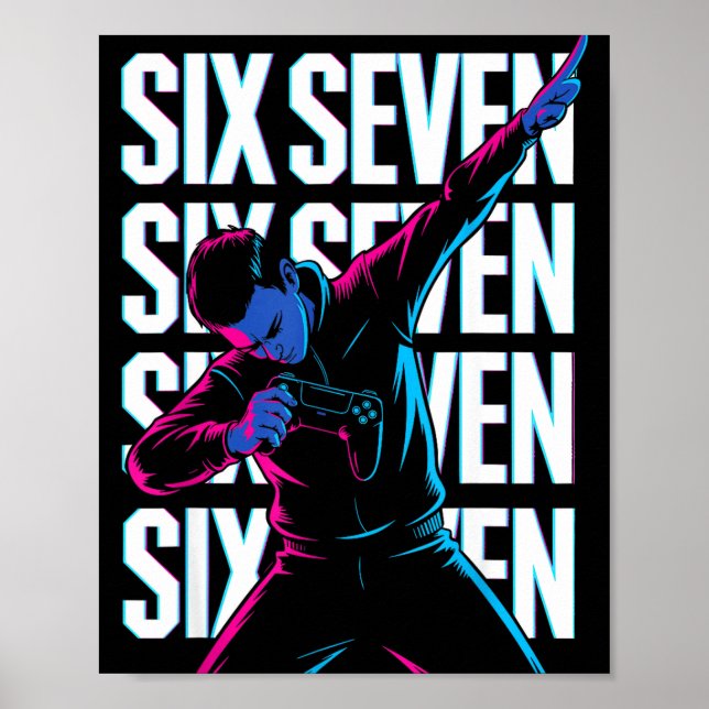 Funny Christmas Gamer Dabbing Xmas Dab Six Seven 6 Poster (Framsidan)