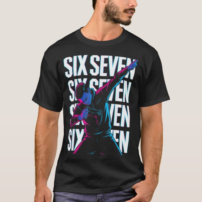 Funny Christmas Gamer Dabbing Xmas Dab Six Seven 6 T Shirt (Framsida)