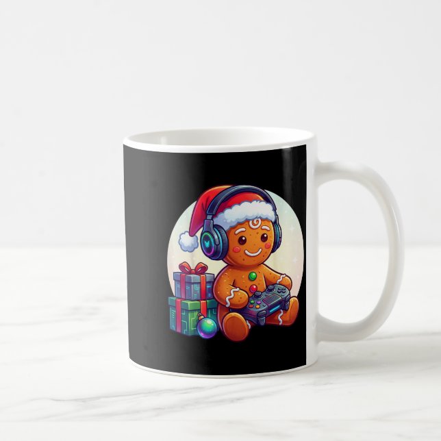 Funny Christmas Gamer Gingerbread Xmas Gaming Men  Kaffemugg (Höger)