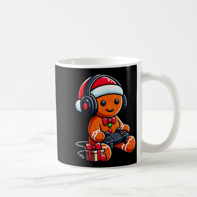 Funny Christmas Gamer Gingerbread Xmas Gaming Men  Kaffemugg (Höger)