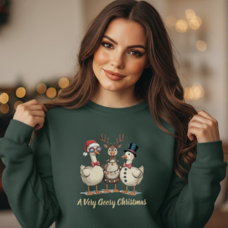 Funny Christmas Geese Trio Santa Reindeer Snowman T Shirt