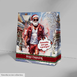 Funny Christmas Gift Bag Handsome Santa Keepsake