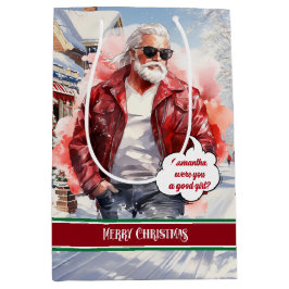 Funny Christmas Gift Bag Santa Medium Holiday Art