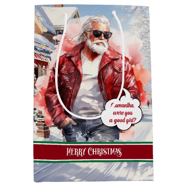 Funny Christmas Gift Bag Santa Medium Holiday Art (Framsidan)