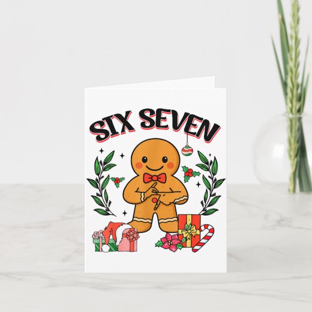 Funny Christmas Gingerbread 67 Six Seven Meme Hand Kort (Framsida)