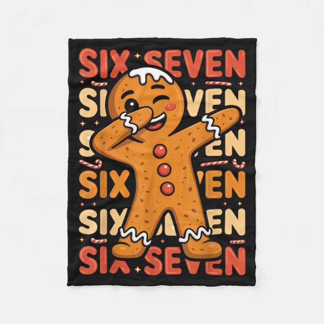 Funny Christmas Gingerbread Cookie Dab Six Seven 6 Fleecefilt (Framsidan)