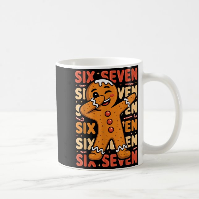 Funny Christmas Gingerbread Cookie Dab Six Seven 6 Kaffemugg (Höger)