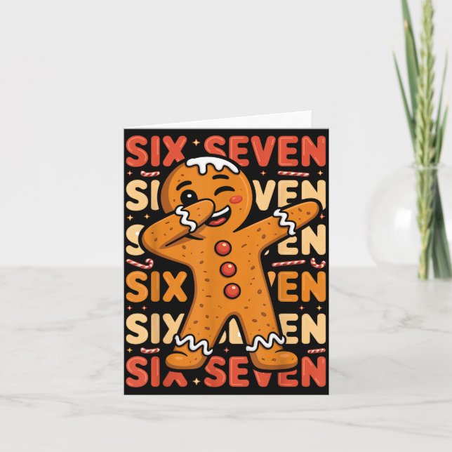 Funny Christmas Gingerbread Cookie Dab Six Seven 6 Kort (Framsida)