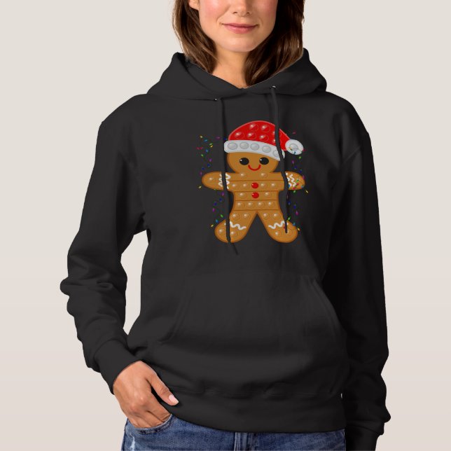 Funny Christmas Gingerbread Cookie Santa Cap Pop I T Shirt (Framsida)