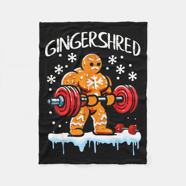 Funny Christmas Gingerbread Gingershred Gym Bodybu Fleecefilt (Framsidan)