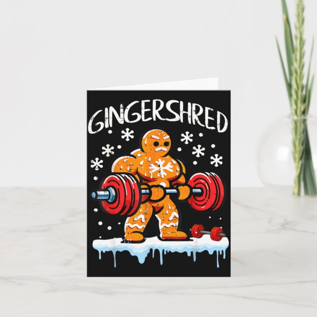 Funny Christmas Gingerbread Gingershred Gym Bodybu Kort (Framsida)