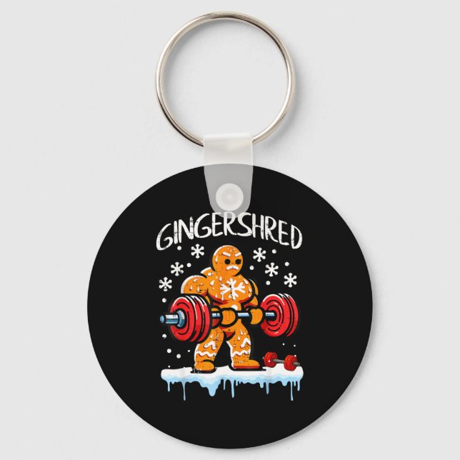 Funny Christmas Gingerbread Gingershred Gym Bodybu Nyckelring (Framsida)